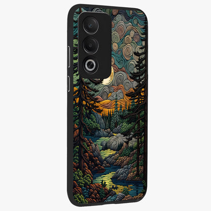 Moonlight Forest Dream Glass Case upright view showcasing magical forest artwork with calm night theme.