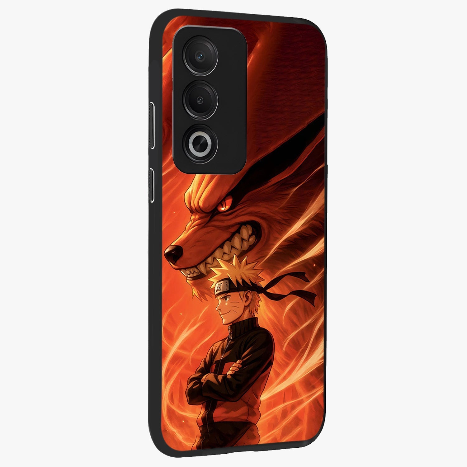 Nine Tails Legacy Glass Case upright view showcasing dramatic nine-tails artwork with intense anime themed design.