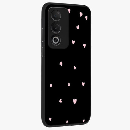 Pink Love Drops Glass Case upright view showcasing charming heart drop artwork with romantic playful theme.