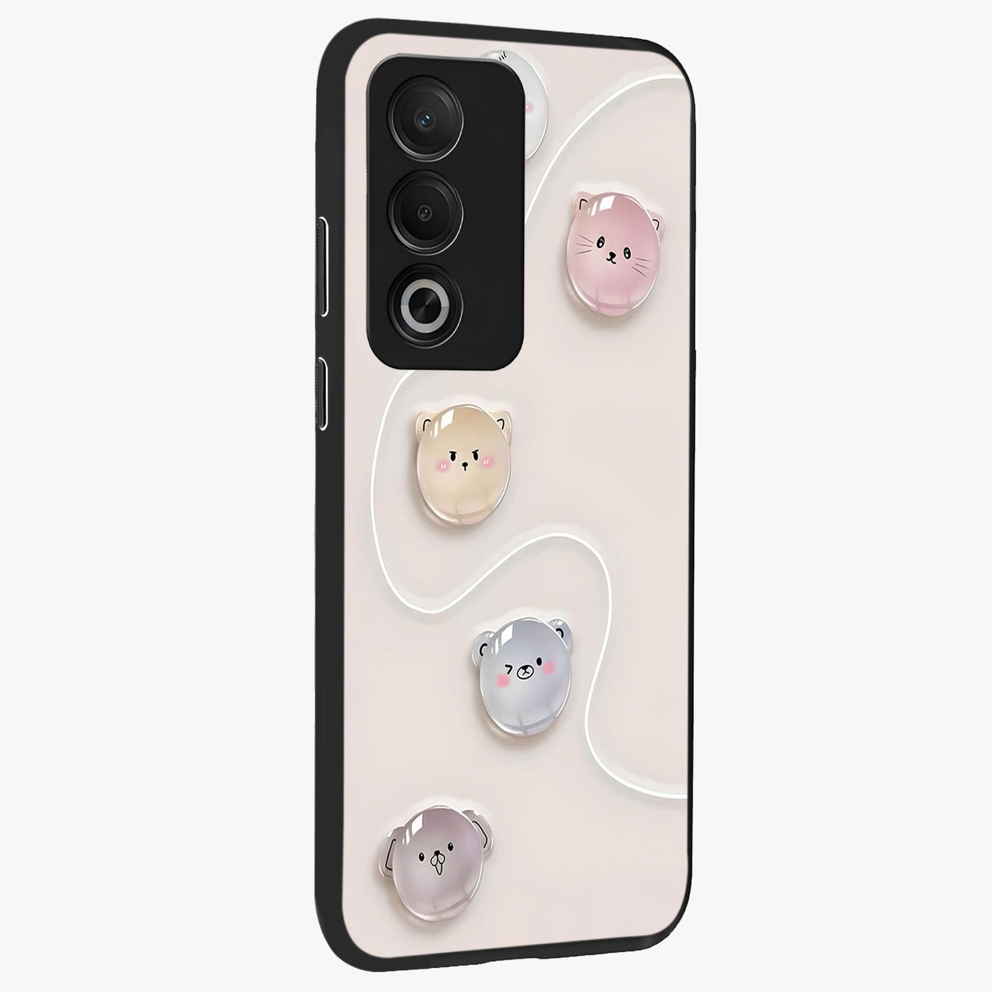 Puffy Face Parade Glass Case upright view showcasing adorable character artwork with cheerful animated theme.