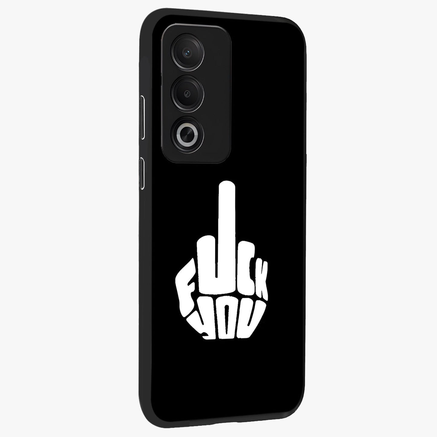 Rebel Mode On Glass Case upright view showcasing striking statement artwork with bold rebellious theme.