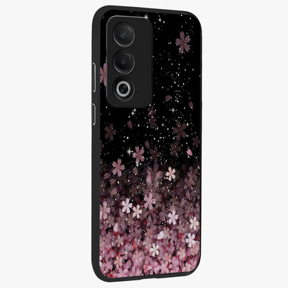 Small Starry Flowers Glass Case upright view showcasing charming floral artwork with dreamy starry theme.