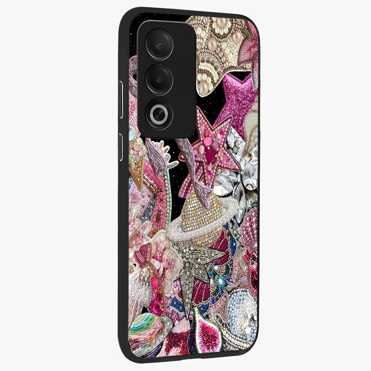 Starlit Jewel Dream Glass Case upright view showcasing radiant star inspired artwork with magical night theme.