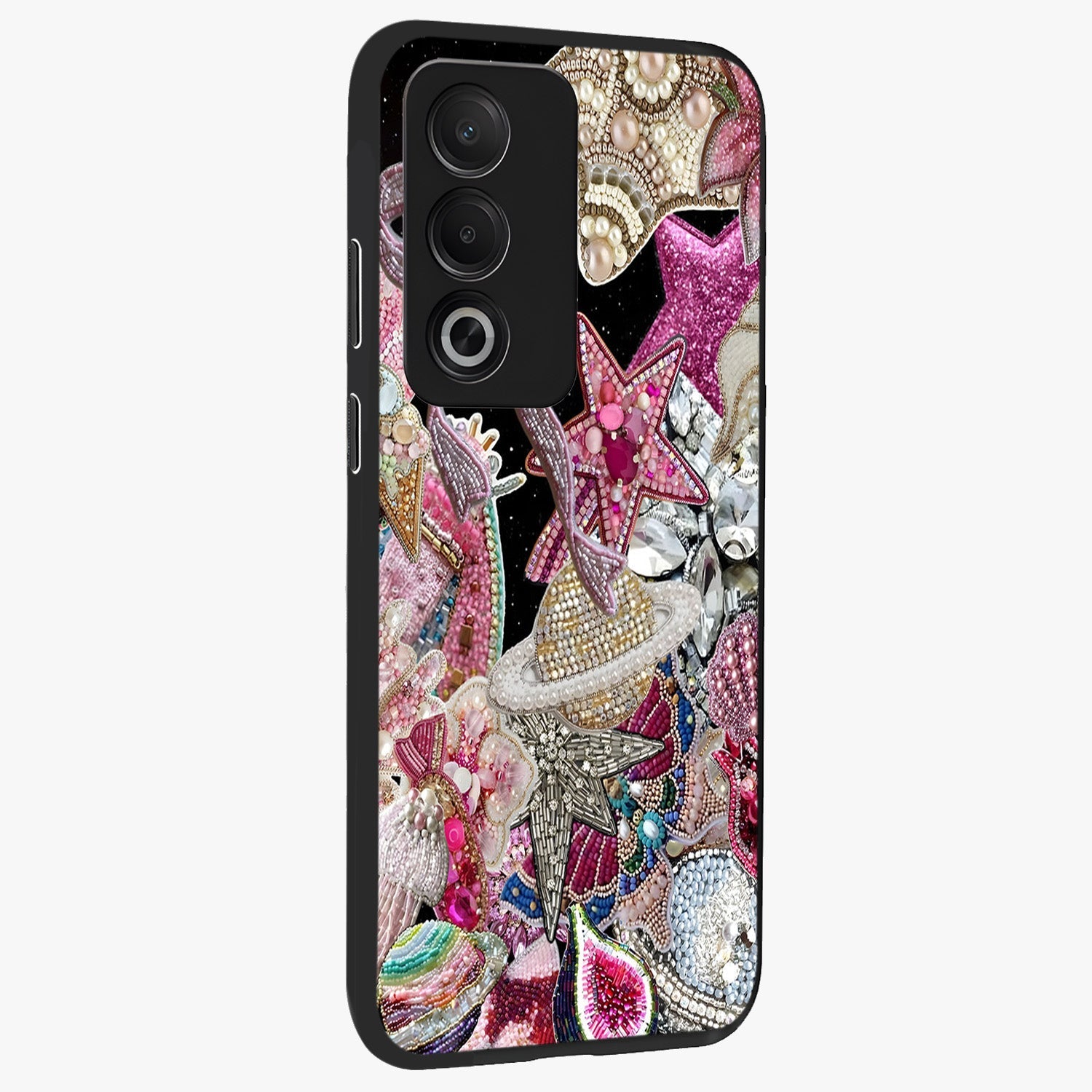 Starlit Jewel Dream Glass Case upright view showcasing radiant star inspired artwork with magical night theme.