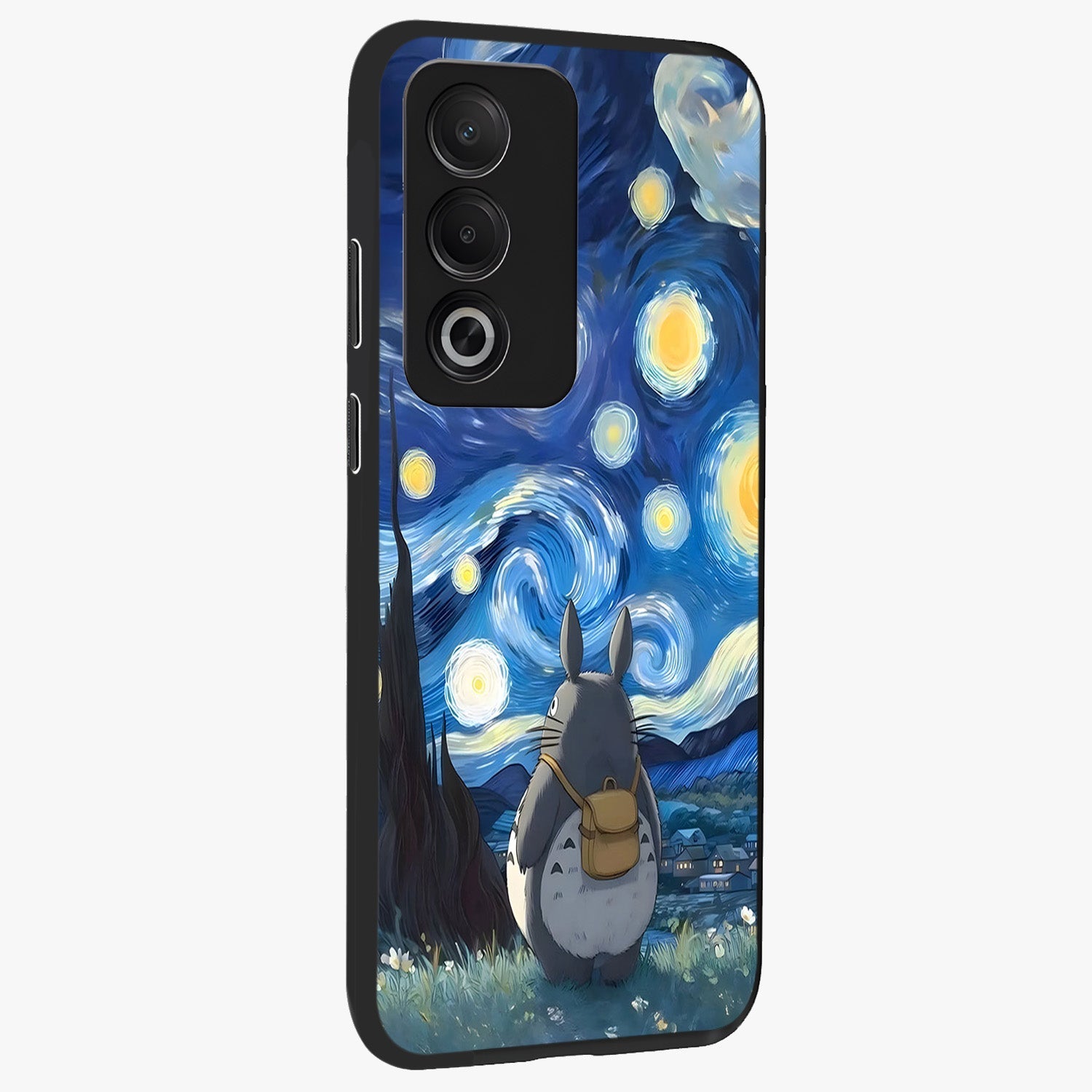 Totoro In Van Gogh Art Glass Case upright view showcasing creative character artwork with painterly artistic theme.