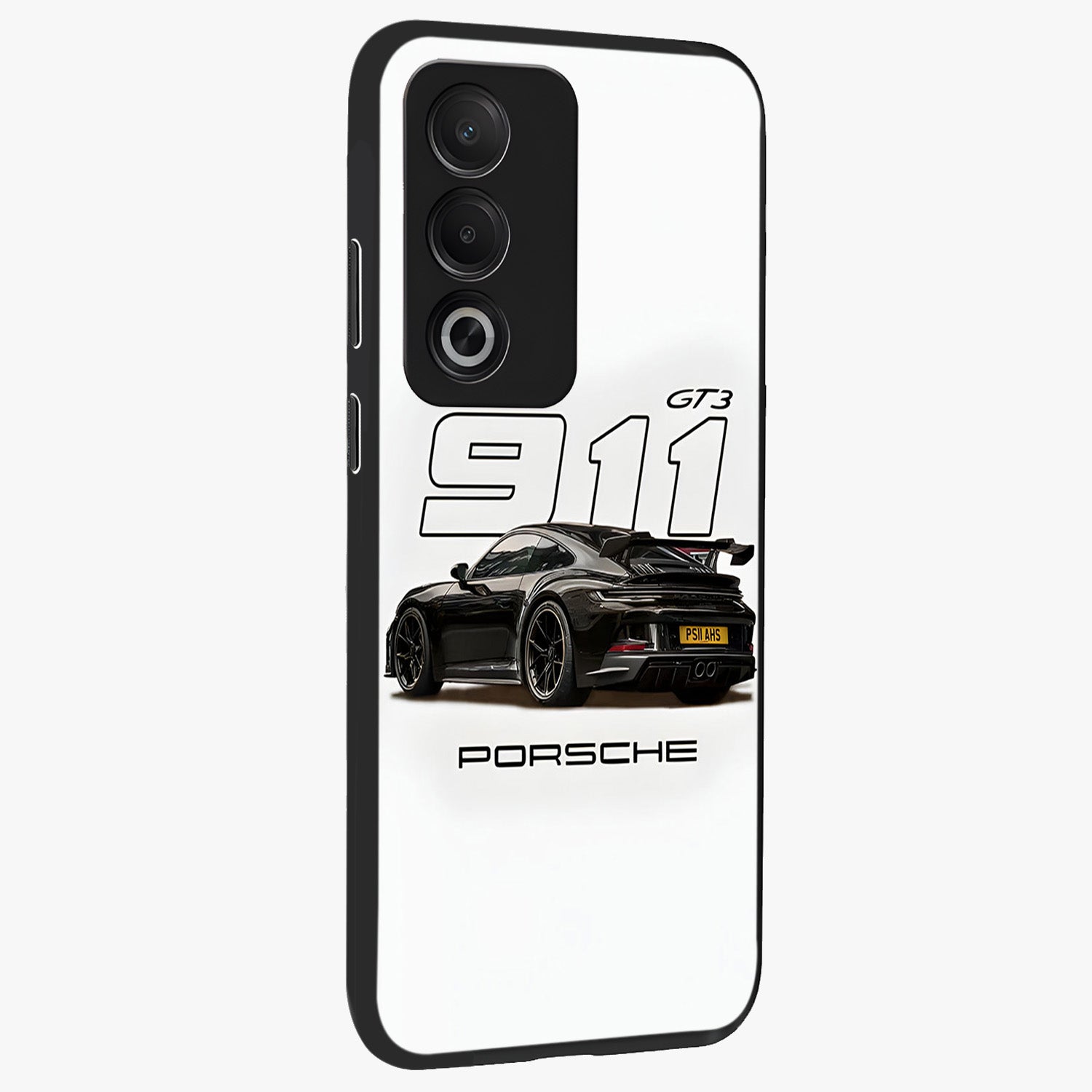 Turbo Legacy Icon Glass Case upright view showcasing bold racing inspired artwork with classic car theme.