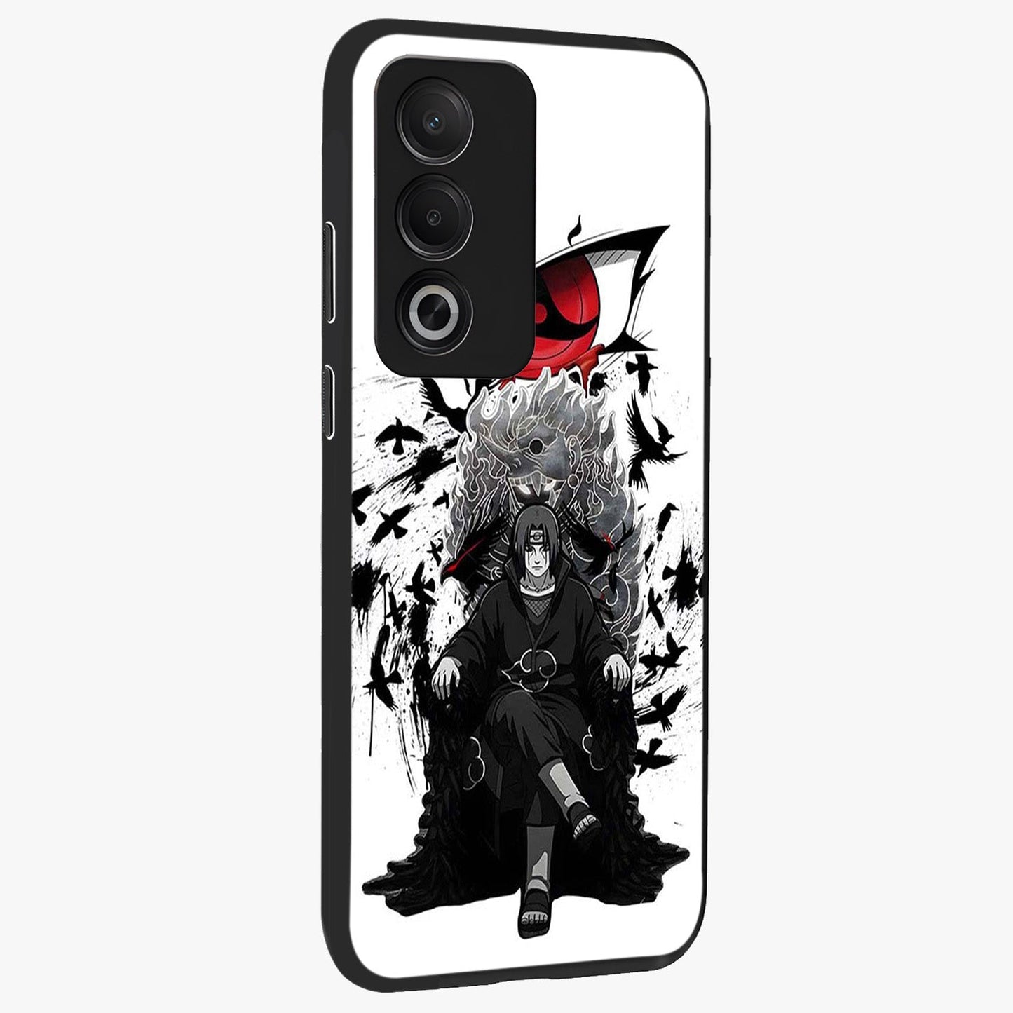 Uchiha Shadow Throne Glass Case upright view showcasing magical underwater galaxy artwork with vibrant cosmic theme.