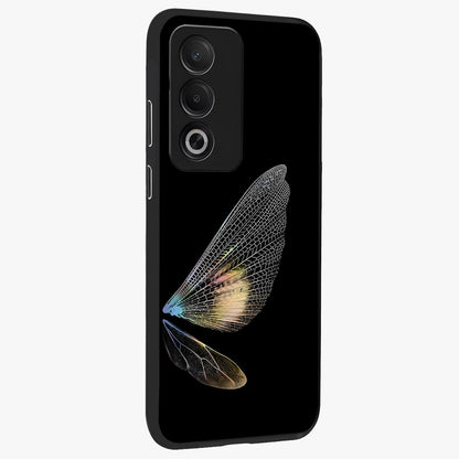Whispers Of Wings Glass Case upright view showcasing elegant wing artwork with light airy theme.