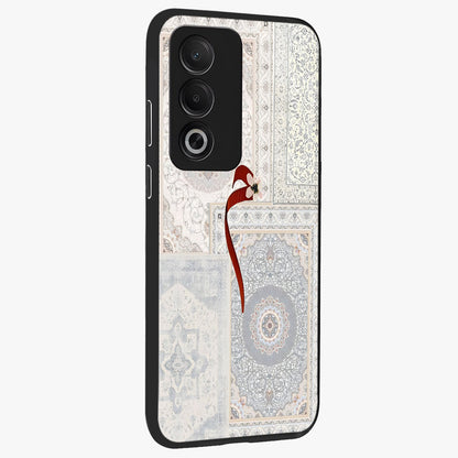 White Aesthetic Bow Glass Case upright view showcasing delicate ribbon bow artwork with cute minimalist theme.