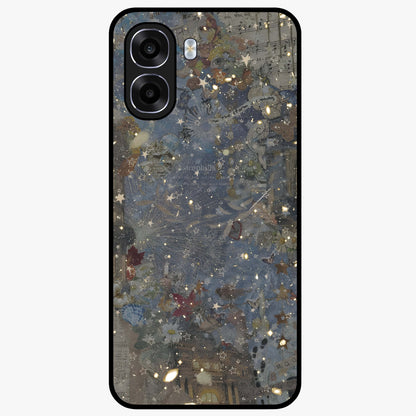 Aesthetic Astrolophia Glass Case showing flat back view with dreamy aesthetic design and glossy glass finish.