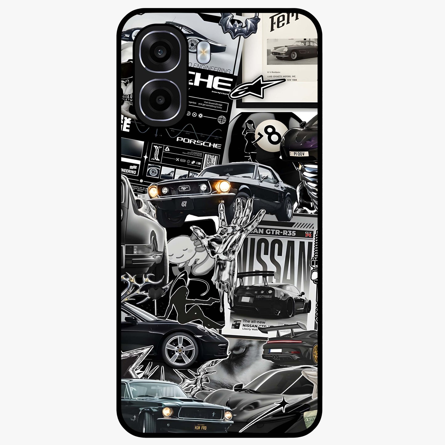 Aesthetic Dark Love Glass Case showing flat back view with dark romantic artwork and glossy glass finish.