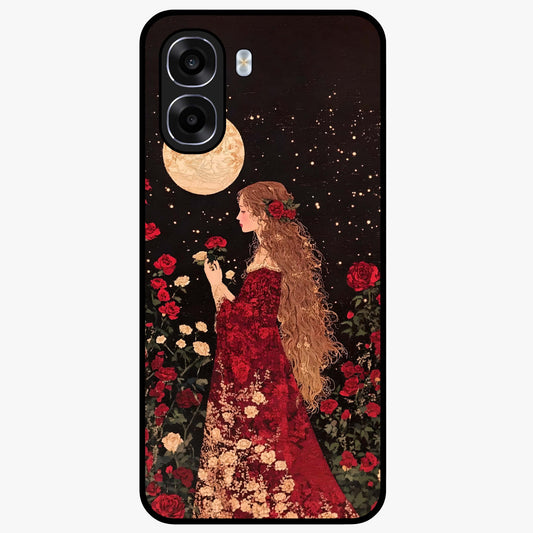 Crimson Dreams Glass Case showing flat back view with dreamy crimson artwork and glossy glass finish.