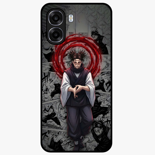 Cursed Ritual Ascension Glass Case showing flat back view with dark ritual themed artwork and glossy glass finish.