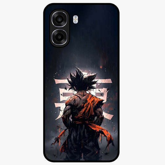 Dark Warrior In Rain Glass Case showing flat back view with warrior artwork in rainy atmosphere and glossy glass finish.