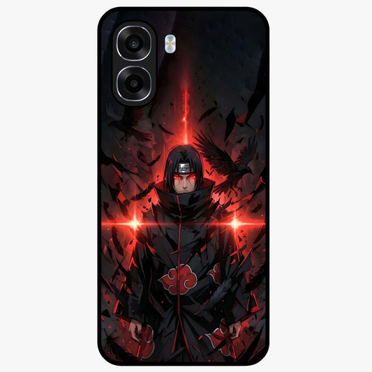 Focused Blade Discipline Glass Case showing flat back view with warrior sword themed artwork and glossy glass finish.