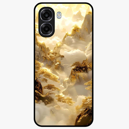 Gates Of Illumination Glass Case showing flat back view with mystical illuminated gate artwork and glossy glass finish.