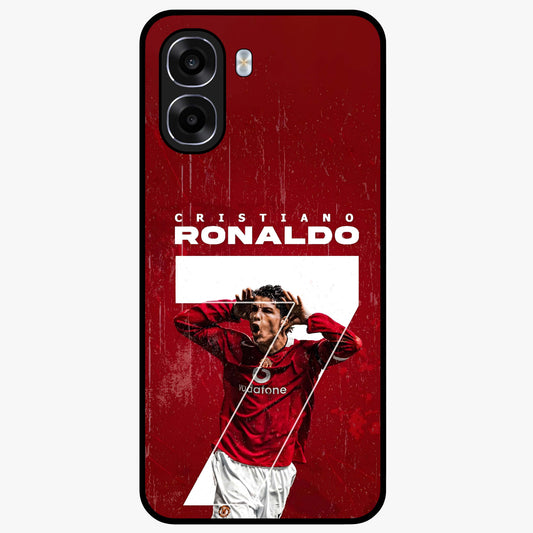 Goal Celebration Legacy Glass Case showing flat back view with football celebration inspired artwork and glossy glass finish.