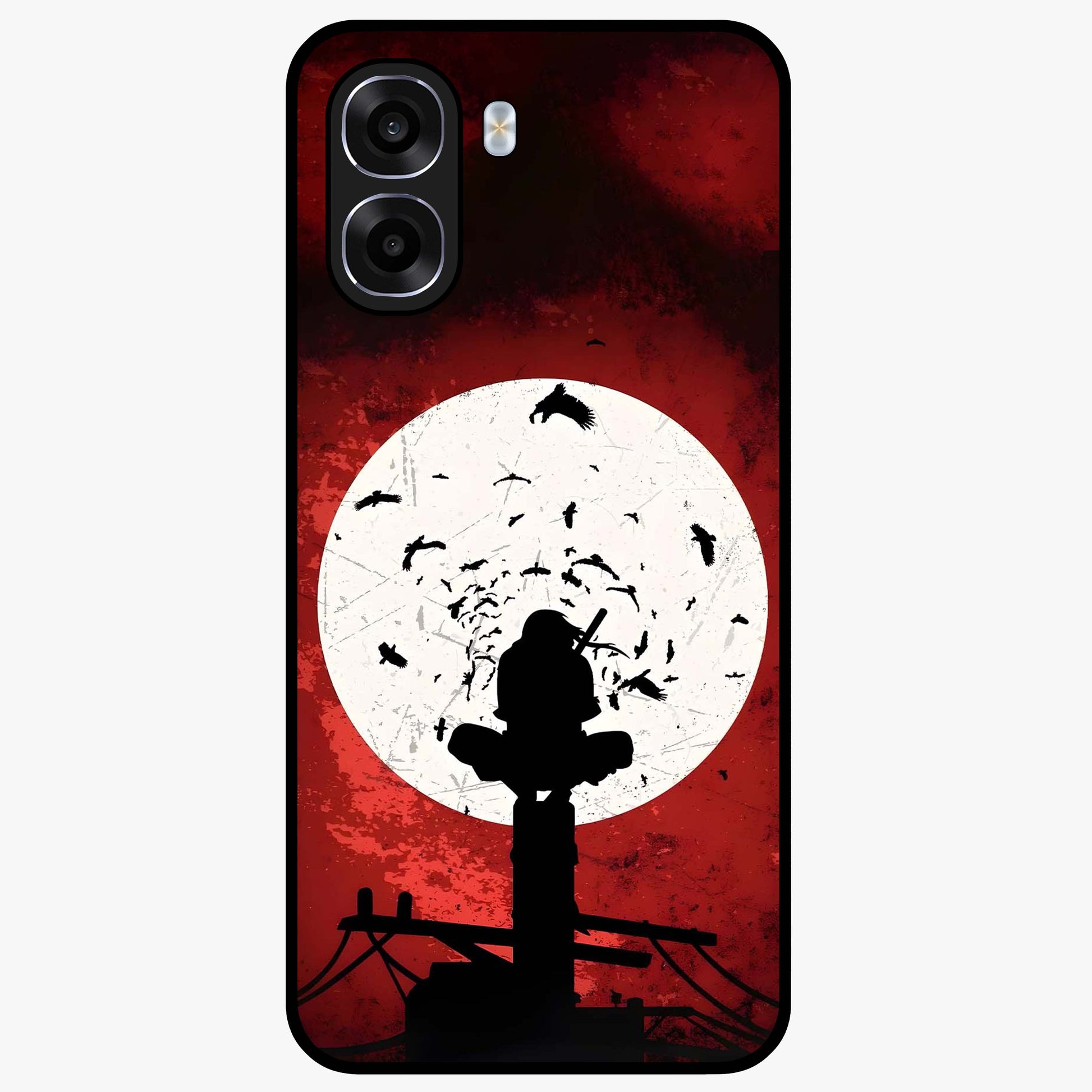 Itachi Limited Edition Naruto Anime Glass Case showing flat back view with iconic anime character artwork and glossy glass finish.