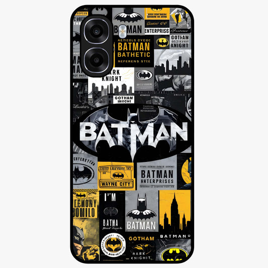 Knight Gotham Rise Glass Case showing flat back view with dark hero inspired artwork and glossy glass finish.