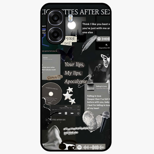 Midnight Love Echo Glass Case showing flat back view with romantic midnight themed artwork and glossy glass finish.