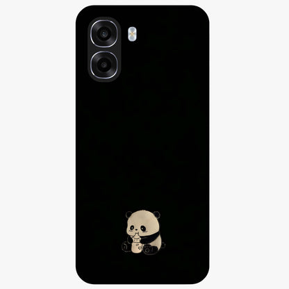 Midnight Panda Love Glass Case showing flat back view with cute panda themed artwork and glossy glass finish.