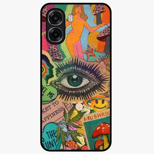 Mystic Eye Wonderland Glass Case showing flat back view with mystical eye themed artwork and glossy glass finish.