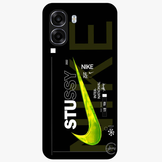 Neon Street Edition Glass Case showing flat back view with neon street style artwork and glossy glass finish.