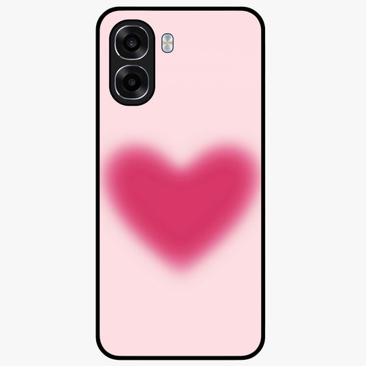 Pink Aura Heart Glass Case showing flat back view with glowing heart artwork and glossy glass finish.