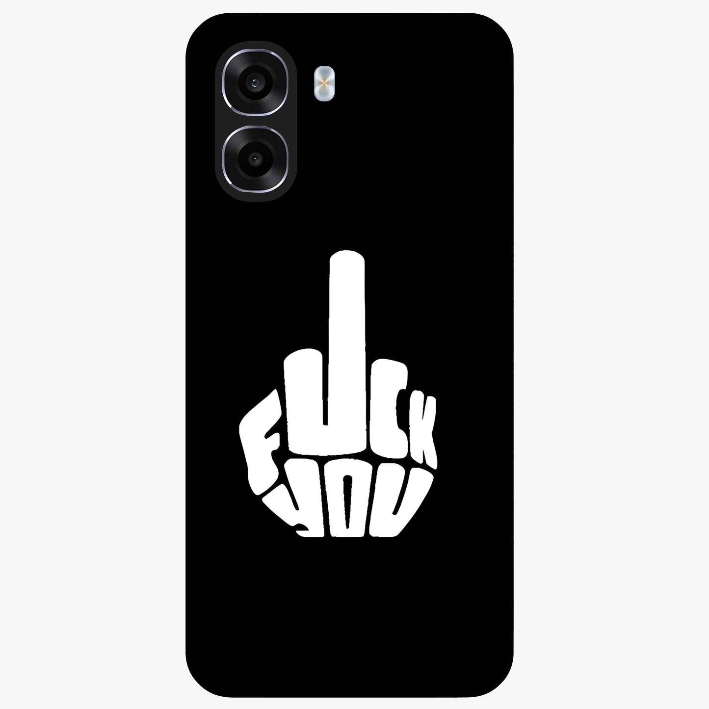 Rebel Mode On Glass Case showing flat back view with bold rebellious typography artwork and glossy glass finish.