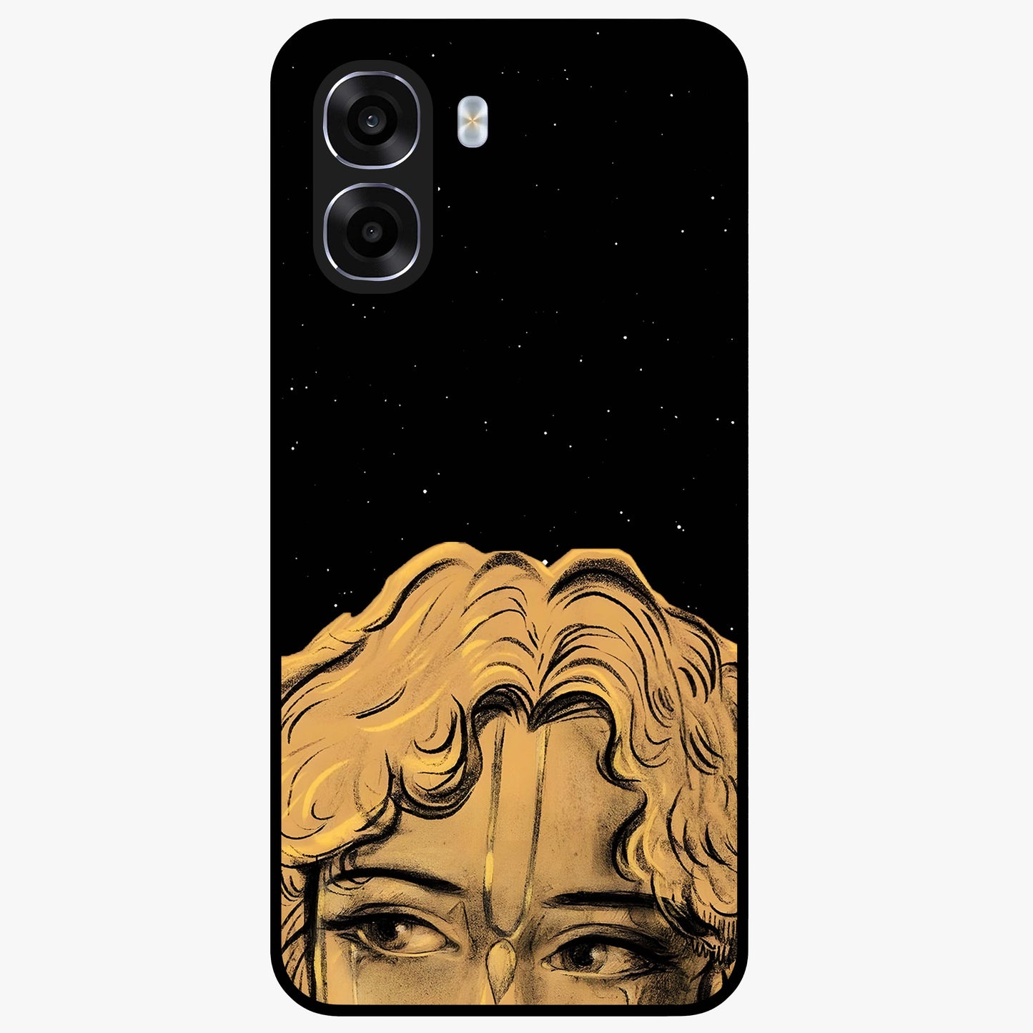 Shri Krishna Art Glass Case showing flat back view with devotional Krishna artwork and glossy glass finish.