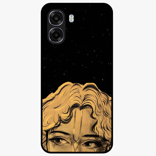 Shri Krishna Art Glass Case showing flat back view with devotional Krishna artwork and glossy glass finish.