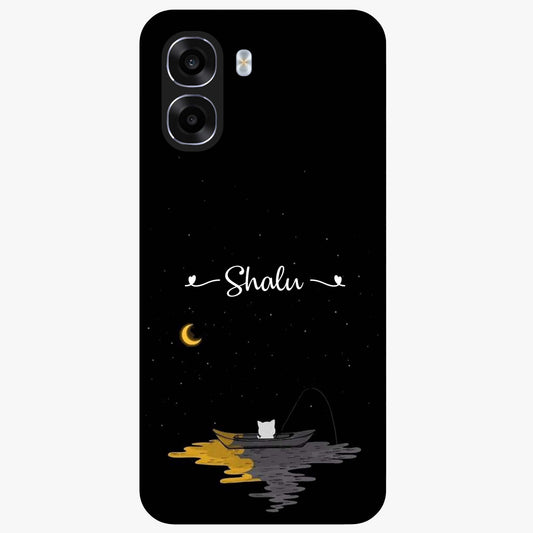 Silent Night Row Glass Case showing flat back view with calm night themed artwork and glossy glass finish.