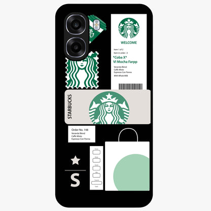 Starbucks Mocha Glass Case showing flat back view with coffee inspired artwork and glossy glass finish.