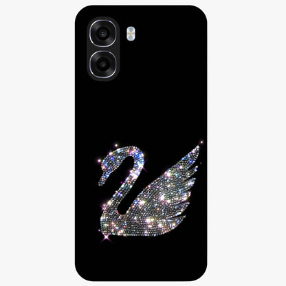 Starlit Swan Grace Glass Case showing flat back view with graceful swan artwork under starry sky and glossy glass finish.