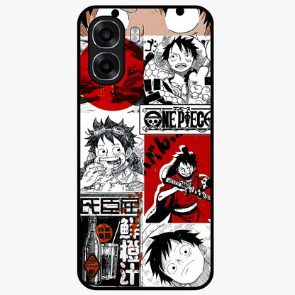 Strawhat Chaos Panels Glass Case showing flat back view with anime inspired chaos panel artwork and glossy glass finish.