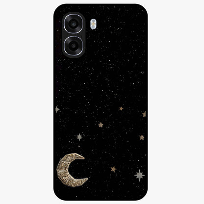 Twinkle Star With Half Moon Glass Case showing flat back view with star and half moon artwork and glossy glass finish.