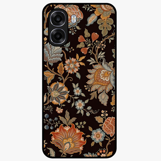 Vintage Floral Dream Glass Case showing flat back view with classic floral artwork and glossy glass finish.