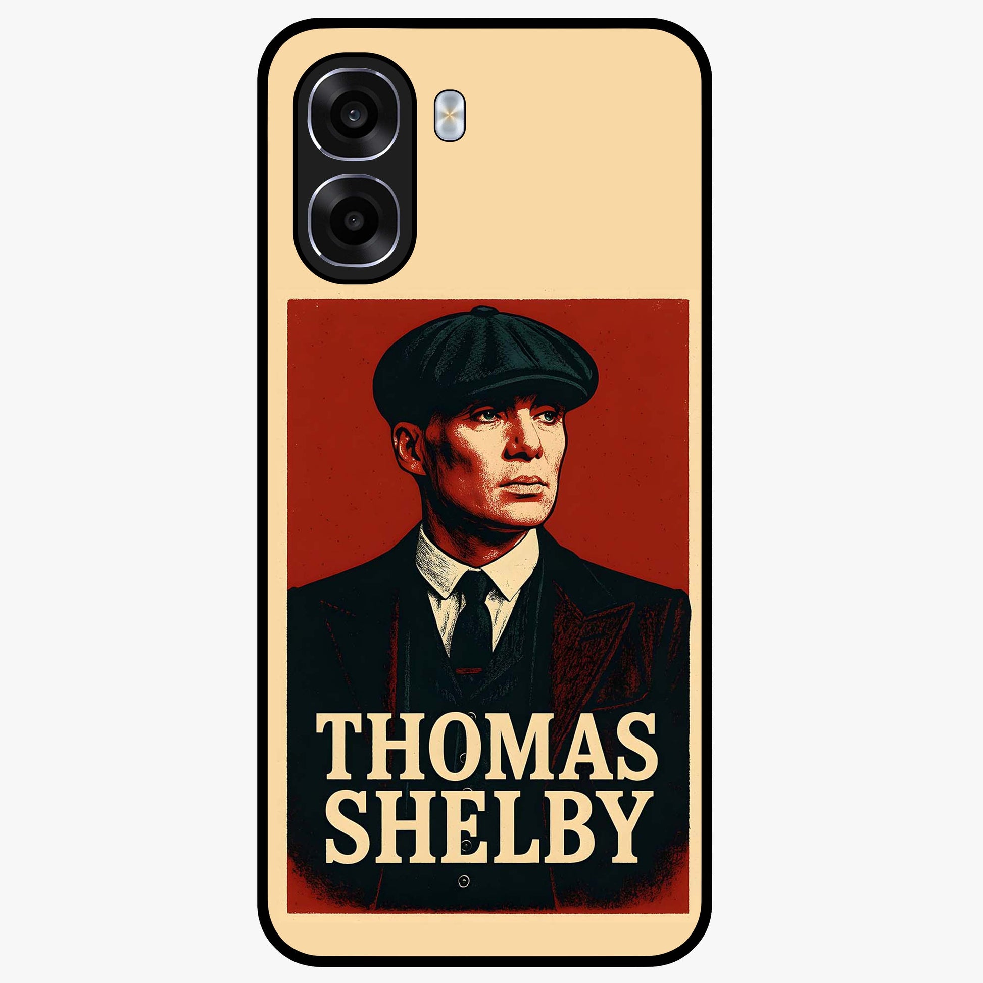 Vintage Mafia Authority Glass Case showing flat back view with bold vintage mafia inspired artwork and glossy glass finish.