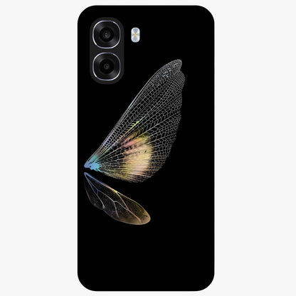 Whispers Of Wings Glass Case showing flat back view with graceful wing inspired artwork and glossy glass finish.