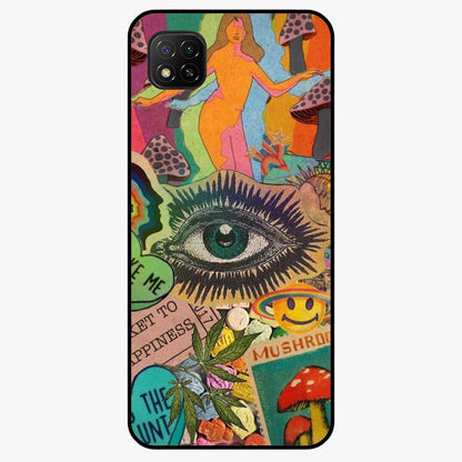 Mystic Eye Wonderland Glass Case showing flat back view with mystical eye themed artwork and glossy glass finish.