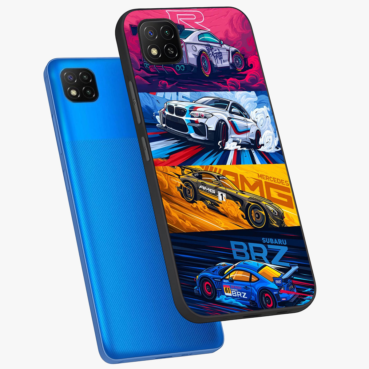 JDM Sports Car Glass Case displayed in angled mockup highlighting sleek Japanese racing car design with automotive aesthetic.