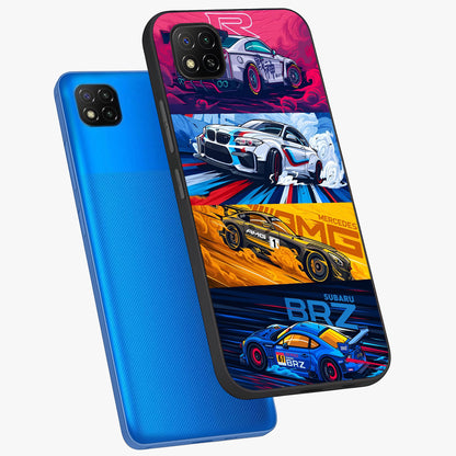JDM Sports Car Glass Case displayed in angled mockup highlighting sleek Japanese racing car design with automotive aesthetic.