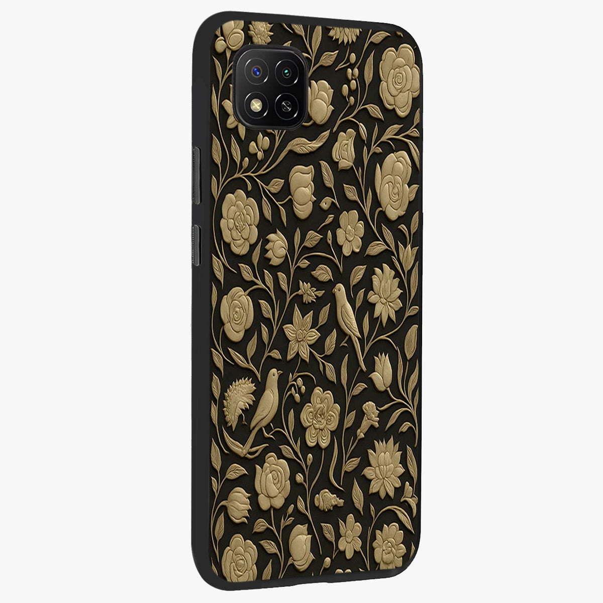 Golden Evil Eye Mandala Glass Case upright view showcasing decorative evil eye mandala artwork with spiritual aesthetic style.