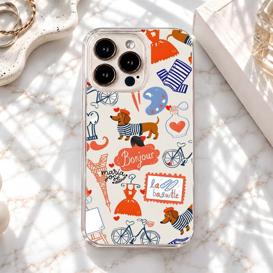 Parisian Lifestyle Doodles Clear Silicon Cover