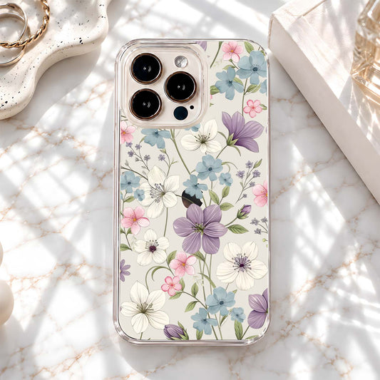 Pastel Botanical Floral Pattern Clear Silicon Cover