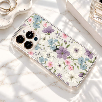 Pastel Botanical Floral Pattern Clear Silicon Cover