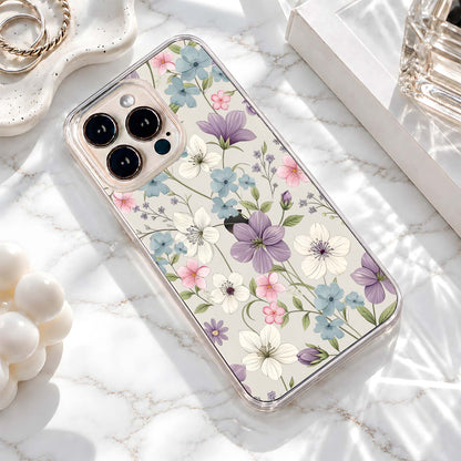 Pastel Botanical Floral Pattern Clear Silicon Cover