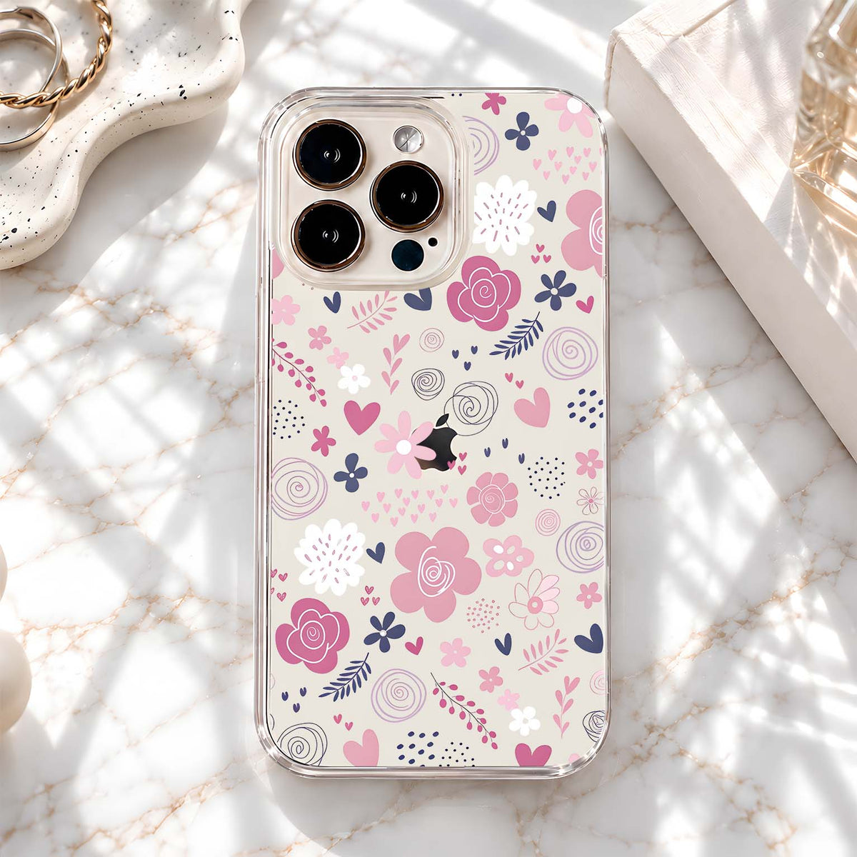 Pastel Floral Doodles Clear Silicon Cover