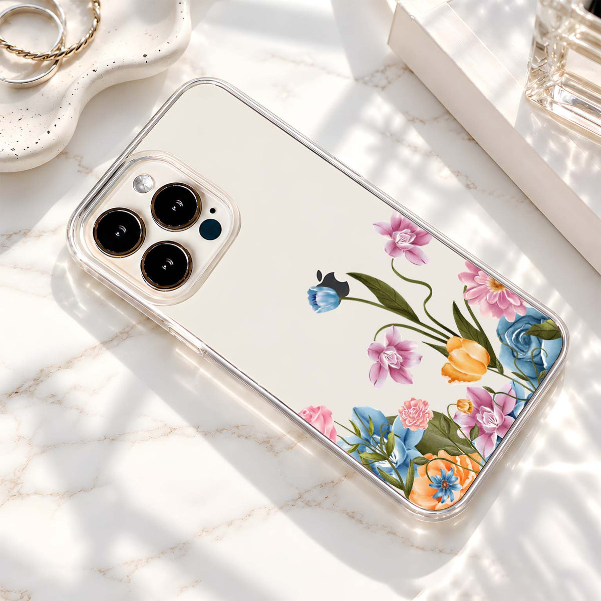 Pastel Floral Meadow Clear Silicon Cover
