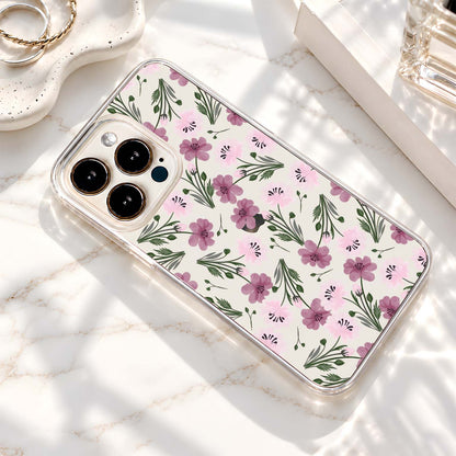 Pastel Pink Floral Pattern Clear Silicon Cover